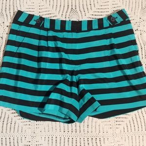 LOFT Ann Taylor Teal & Black Stripped Shorts